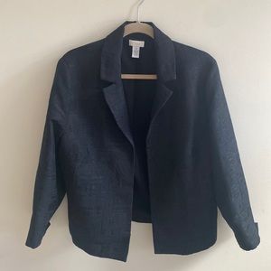 Chicos Black Brocade Open Front Blazer Jacket 2 (12-14)